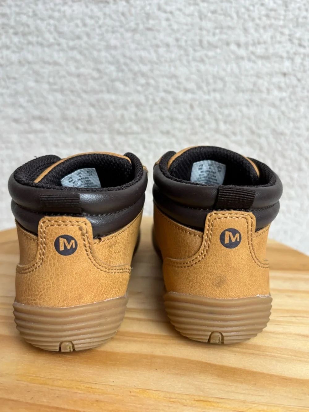 Merrell Boots Toddler 8M Bare Steps 2.0 Leather Hook and Loop in Brown